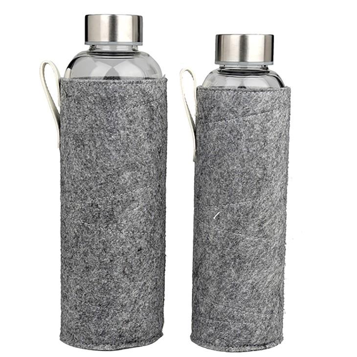 16/25oz Glass Bottle With Fur Or Felt Sleeve