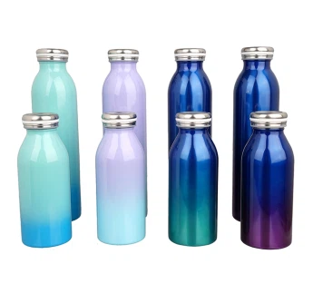 Kiiltävä maali ruiskuttamalla ruostumatonta pulloa